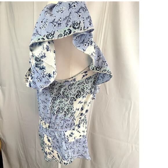 Hint of BLUSH top Small blue floral off shoulder NWT elastic waist - Picture 2 of 9